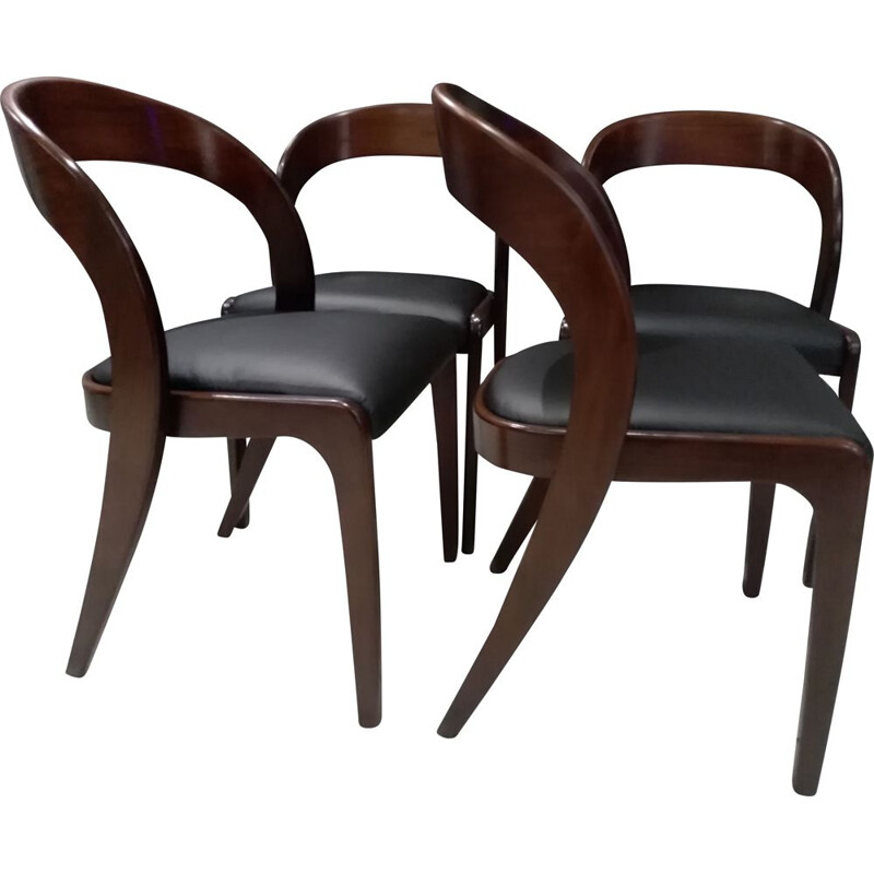 Suite of 4 vintage Baumann dining chairs, gondola model 1970