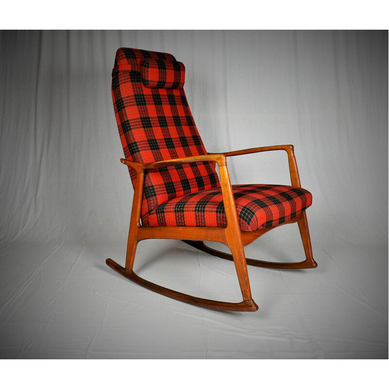 Mid Century  Beechwood Rocking Chair Scandinavian 1960s