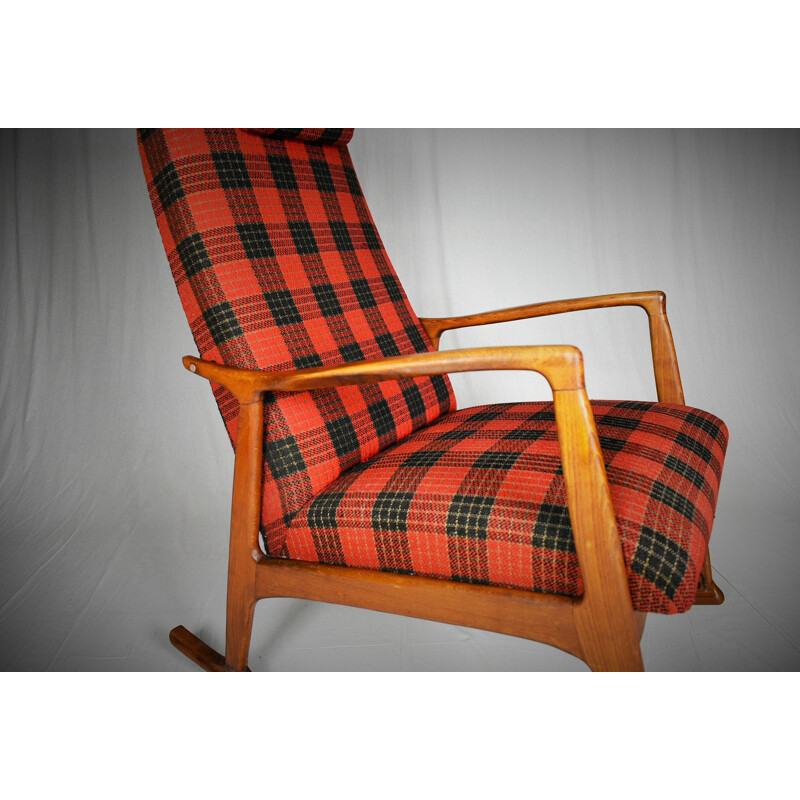 Mid Century  Beechwood Rocking Chair Scandinavian 1960s