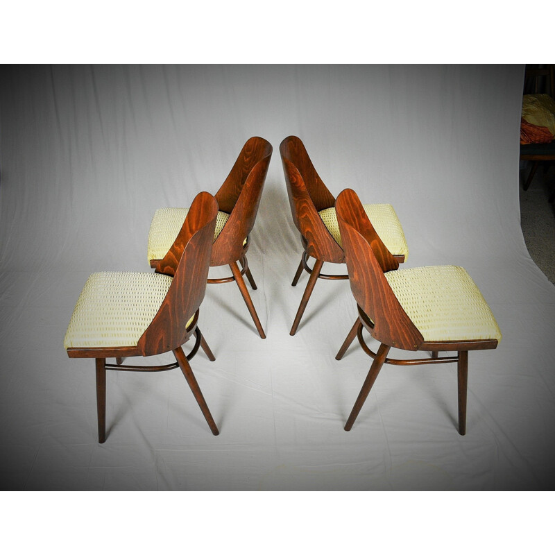 Set of 4 vintage Dining Chairs, Ton by Oswald Haerdtl Expo 58 1950s