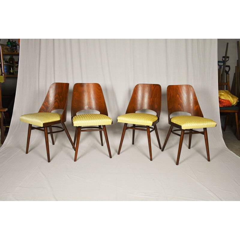 Set van 4 vintage eetkamerstoelen, Ton door Oswald Haerdtl Expo 58 1950