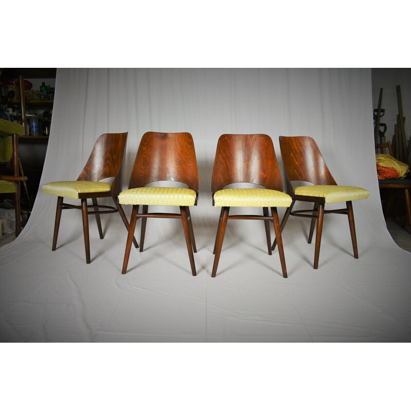 Ensemble de 4 chaises à manger vintage, Ton d'Oswald Haerdtl Expo 58 1950