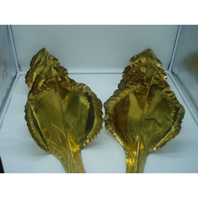 Pair of large brass vintag sconces from the House of Romeo 1970