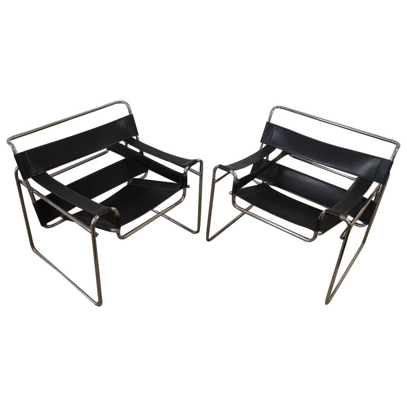 Pair of Armchairs "Wassily" Marcel Breuer - 1970s