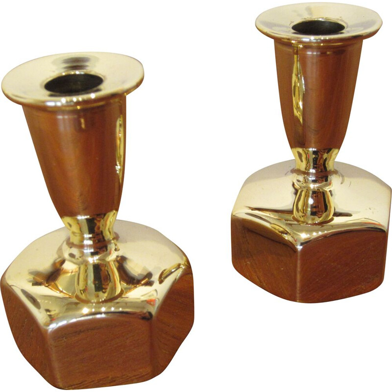 Pair of vintage L125 candleholders by Hans-Agne Jakobsson from Scandinavia