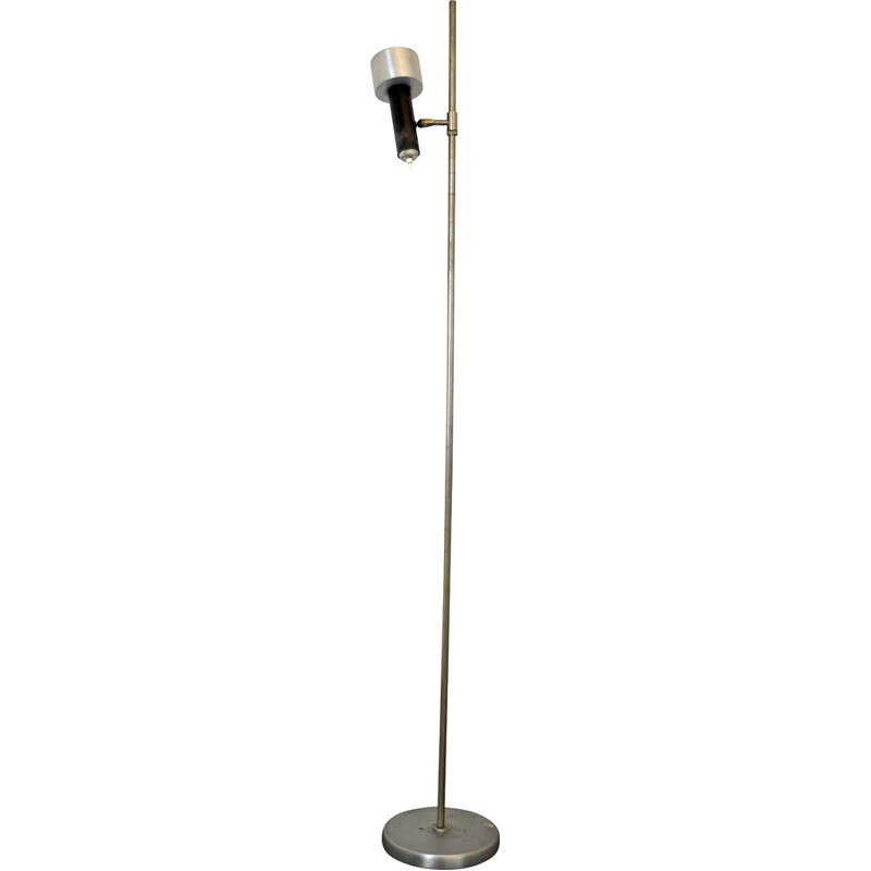 Vintage Nickel and lacquer floor lamp with orientable diffuser by Stilux Milano 1960