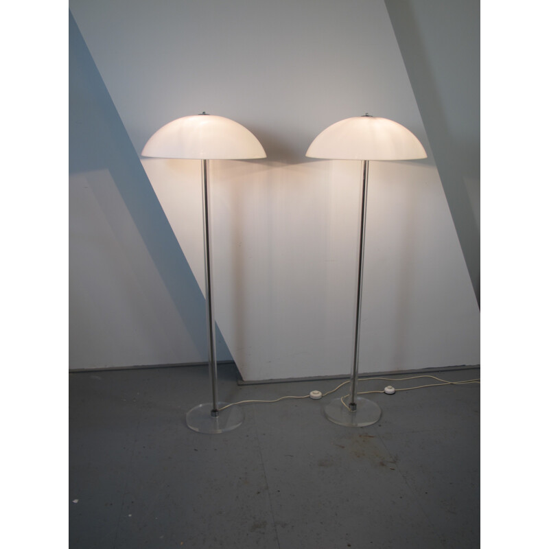 Pair of mid-century Harco Loor lucite floor lamps - 1980s