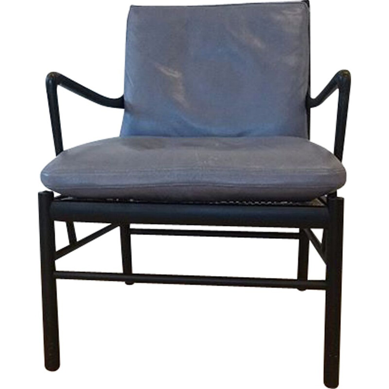 Vintage armchair black Ole Wanscher ColonialPJ149 1950