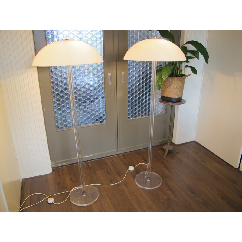 Pair of mid-century Harco Loor lucite floor lamps - 1980s