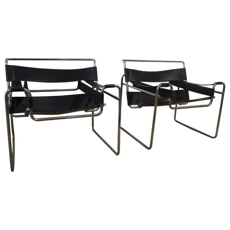 Pair of Armchairs "Wassily" Marcel Breuer - 1970s