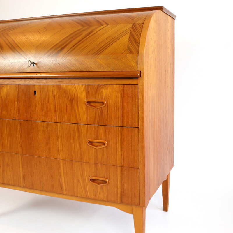 Vintage teak roller secretary, Egon Ostergaard 1960