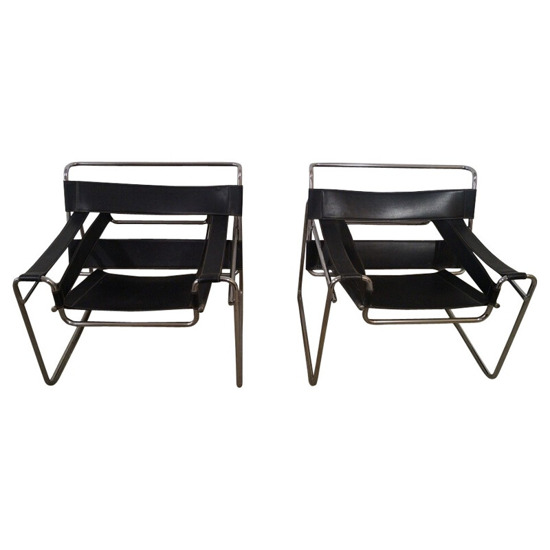 Pair of Armchairs "Wassily" Marcel Breuer - 1970s