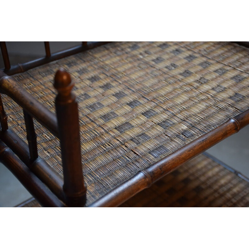 Vintage bamboo and rattan shelf