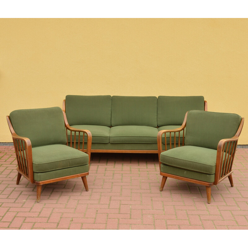 Set of Sofa and 2 Chairs vintage of Knoll Antimott, 1950s