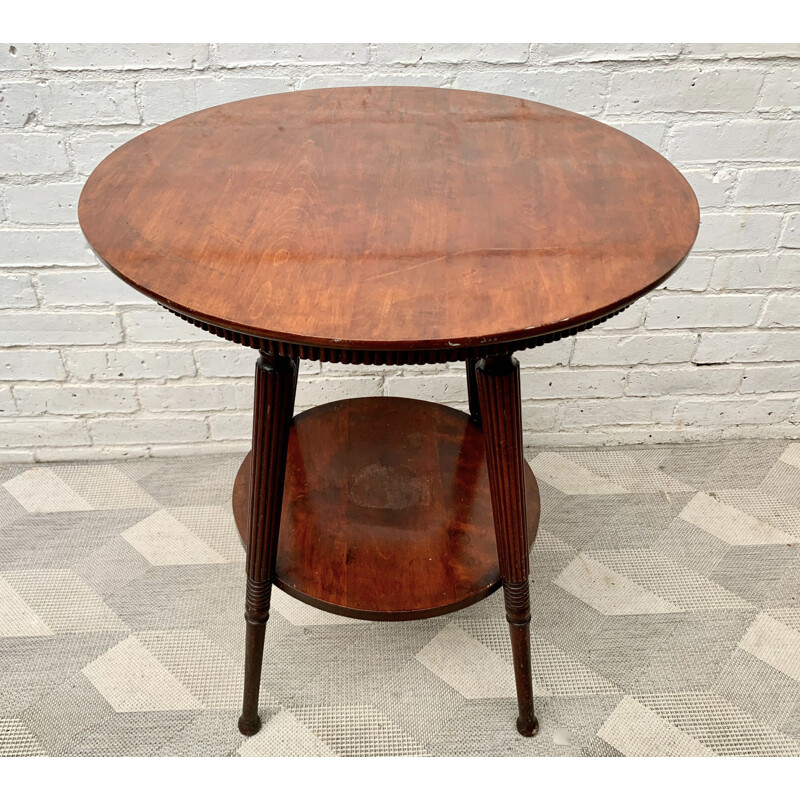 Vintage Round Wooden Side Table 2 tiers USA