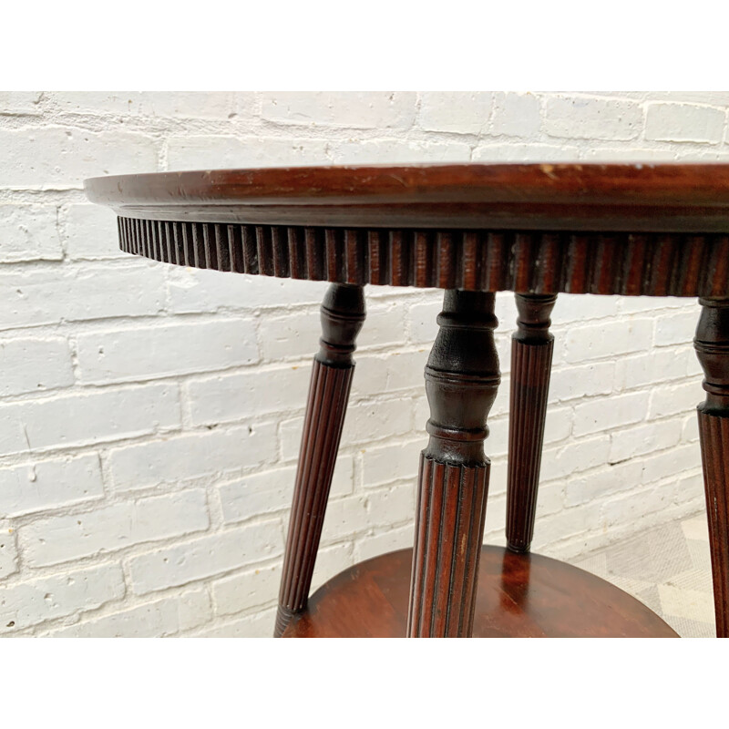 Vintage Round Wooden Side Table 2 tiers USA