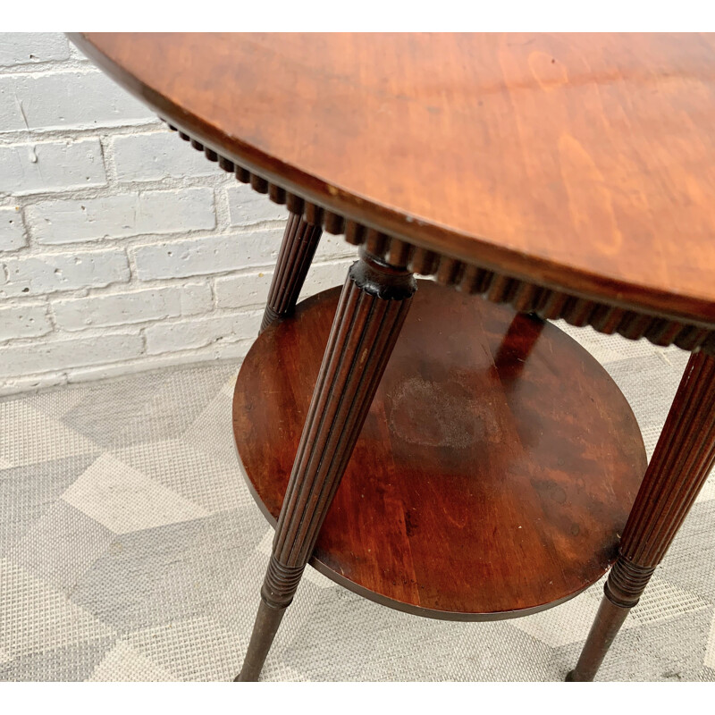 Vintage Round Wooden Side Table 2 tiers USA