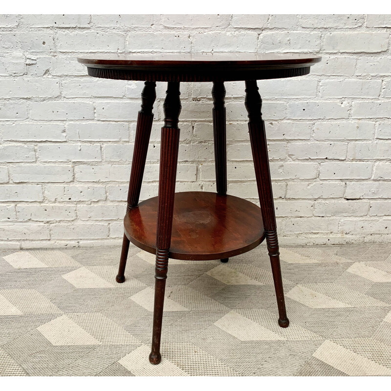 Vintage Round Wooden Side Table 2 tiers USA
