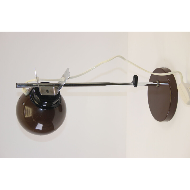Vintage Brown Sphere Magnet Desk Lamp by Hamalux 1960s