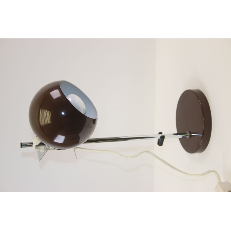 Vintage Brown Sphere Magnet Desk Lamp by Hamalux 1960s