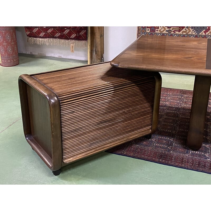 Vintage-Schreibtisch mit beweglichem Aktenschrank aus Eschenholz von Burkhard Vogtherr für Rosenthal, 1970