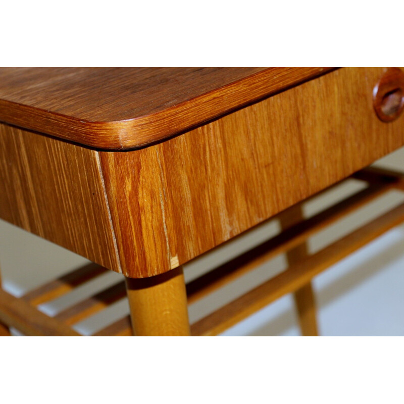 Pair of vintage teak and beech bedside tables, Sweden, 1960