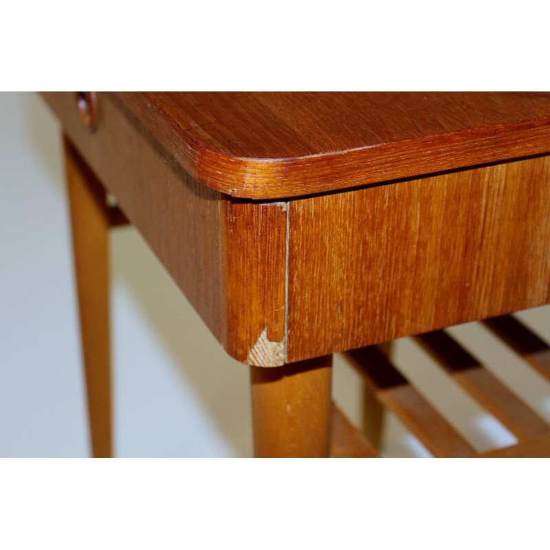 Pair of vintage teak and beech bedside tables, Sweden, 1960