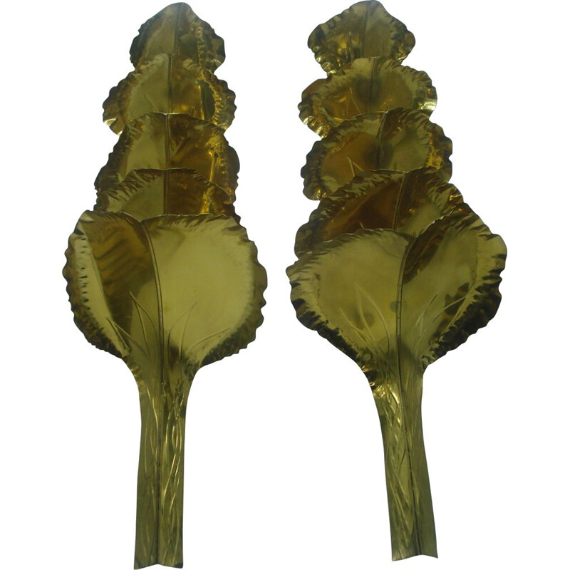 Pair of large brass vintag sconces from the House of Romeo 1970