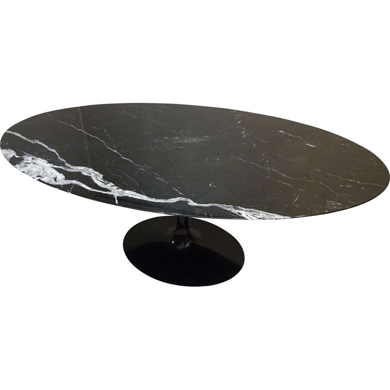 Table marbre vintage noir marquina par Eero Saarinen pour Knoll 1990