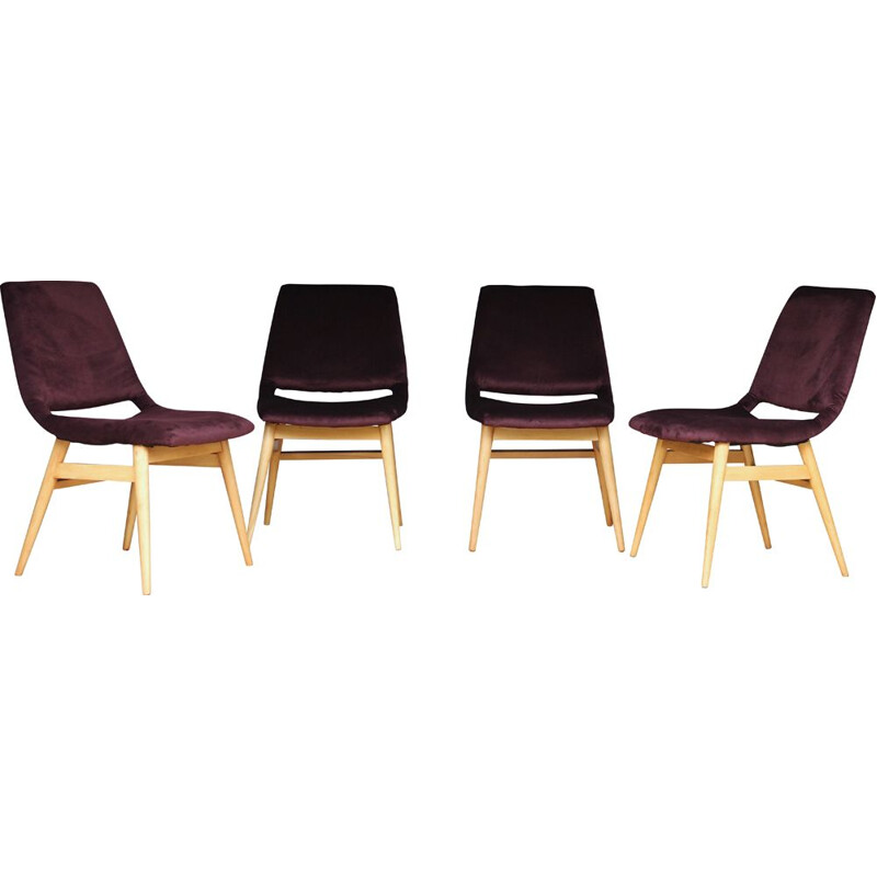 Ensemble de 4 chaises vintage de gondole de salle à manger  Hongrie 1960