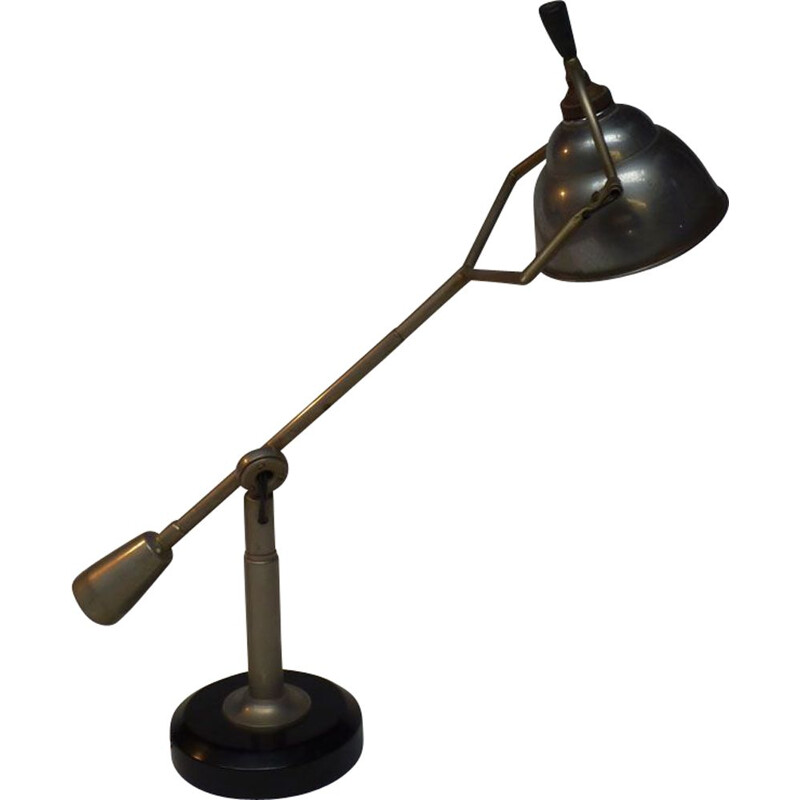 Lámpara articulada vintage con 1 brazo articulado y un péndulo de Edouard Wilfried Buquet, 1920