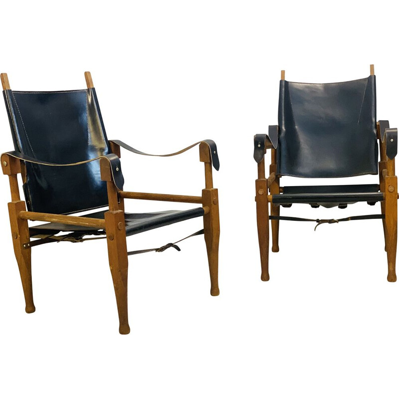 Pair of Kaare Klint Safari Vintage Chairs