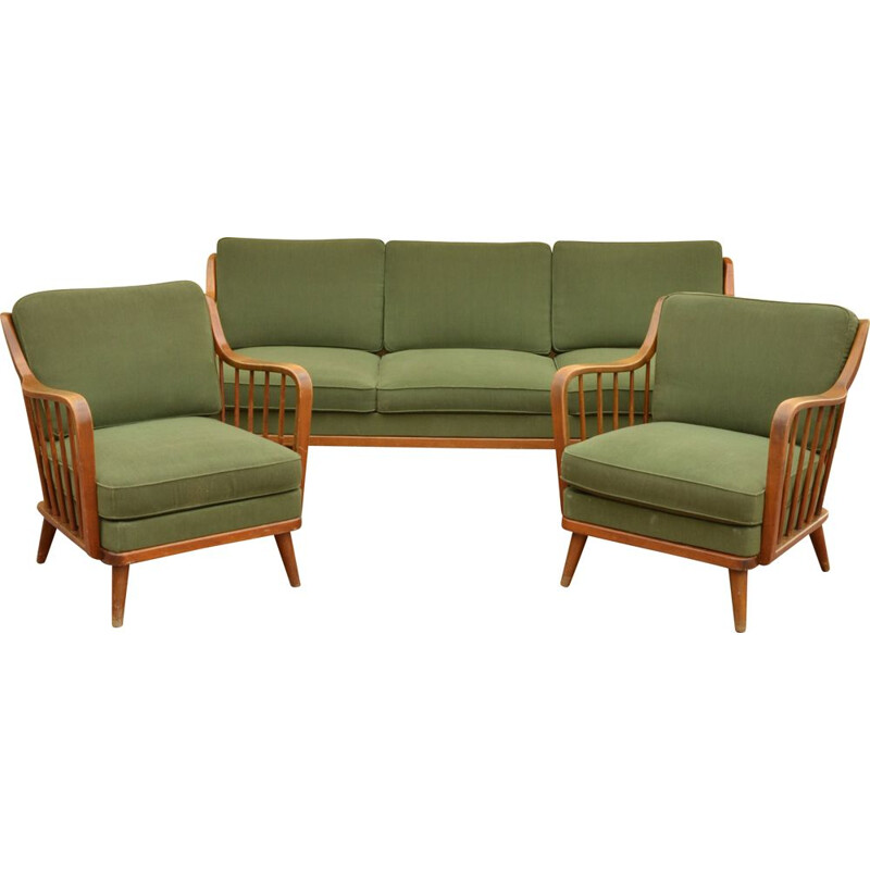 Set of Sofa and 2 Chairs vintage of Knoll Antimott, 1950s