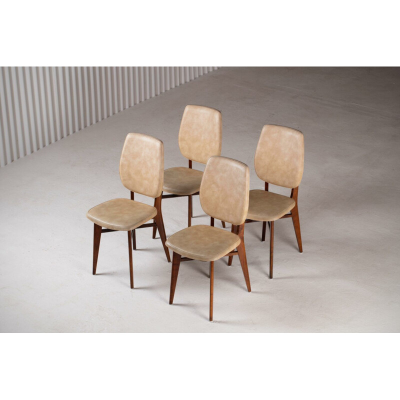 4 Vintage Chairs Mahogany & Ska 1960