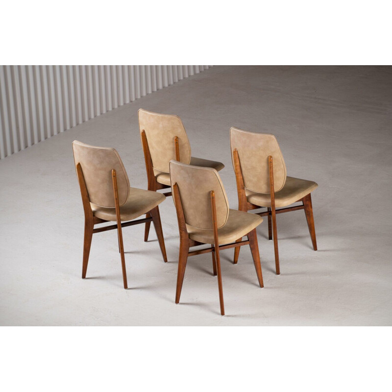 4 Vintage Chairs Mahogany & Ska 1960