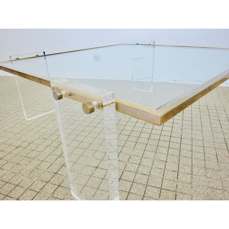 Vintage brass & lucite coffee table Johannes Andersen 1980s