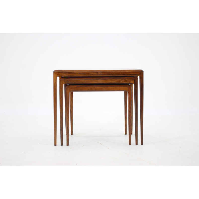 Vintage Nesting Tables for CFC Christensen of Silkeborg, Johannes Andersen Rosewood Denmark 1960s