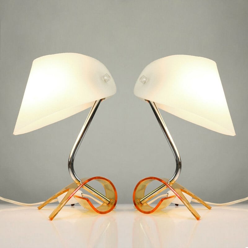 Paire de lampes de table plexiglas & acrylique Allemagne années 60