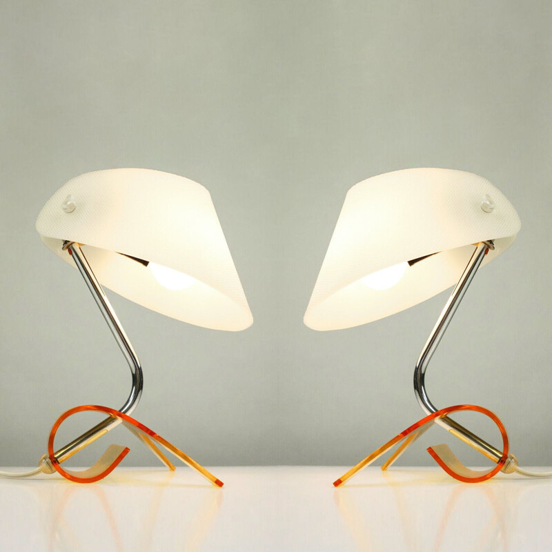 Paire de lampes de table plexiglas & acrylique. Allemagne années 60