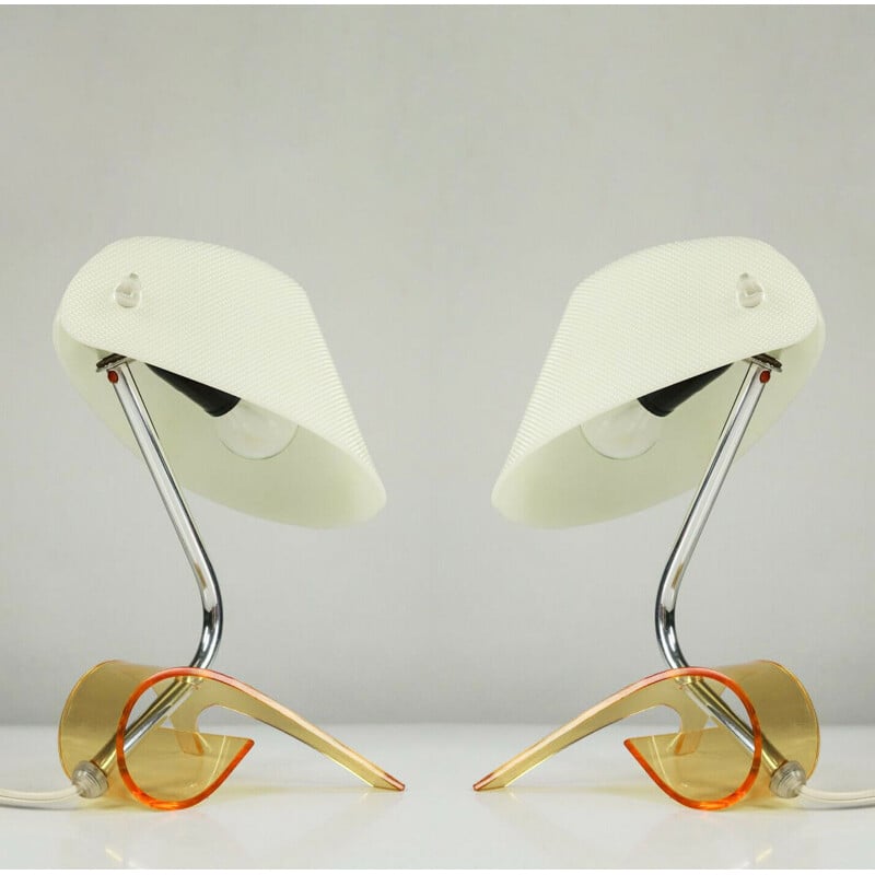 Paire de lampes de table plexiglas & acrylique. Allemagne années 60
