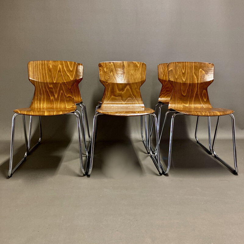 Set of 6 vintage Pagwood chairs for Casala 1960