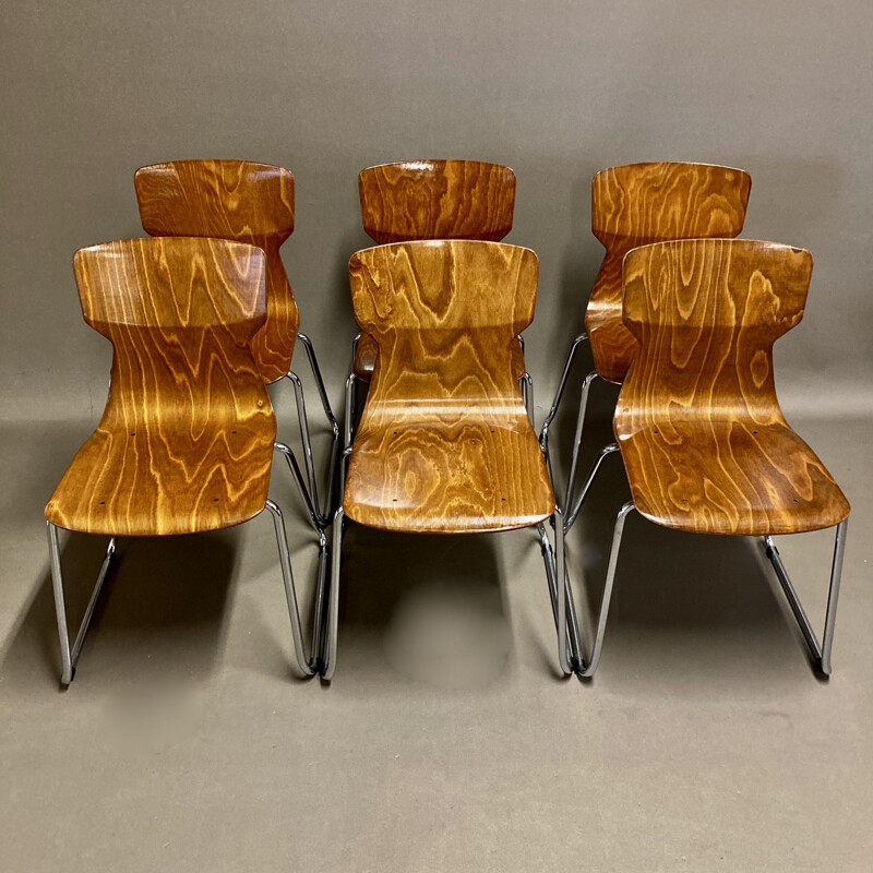 Set of 6 vintage Pagwood chairs for Casala 1960