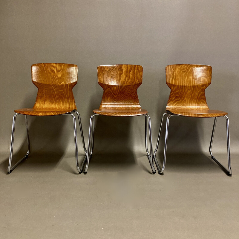 Ensemble de 6 chaises vintage Pagwood pour Casala 1960