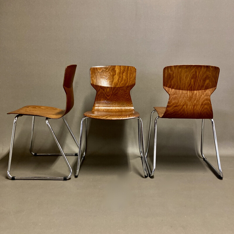 Ensemble de 6 chaises vintage Pagwood pour Casala 1960