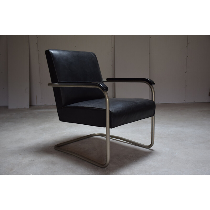 Poltrona vintage in pelle nera B36 di Marcel Breuer 1930