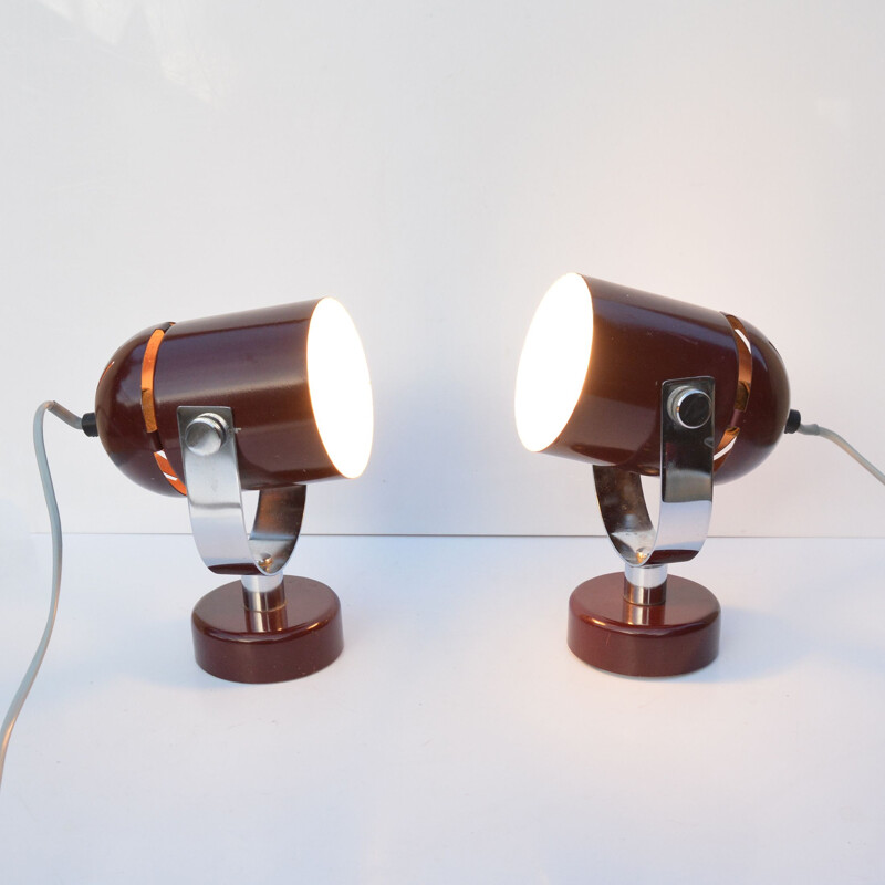 Paire de lampes vintage futuristes de S. Indra, Tchécoslovaquie 1970