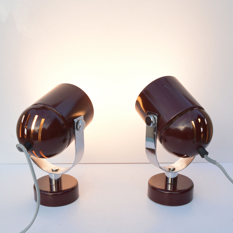 Pair of vintage futuristic lamps by S. Indra, Czechoslovakia, 1970s