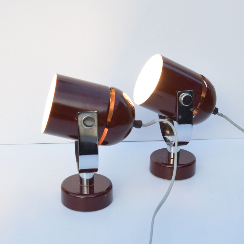 Pair of vintage futuristic lamps by S. Indra, Czechoslovakia, 1970s