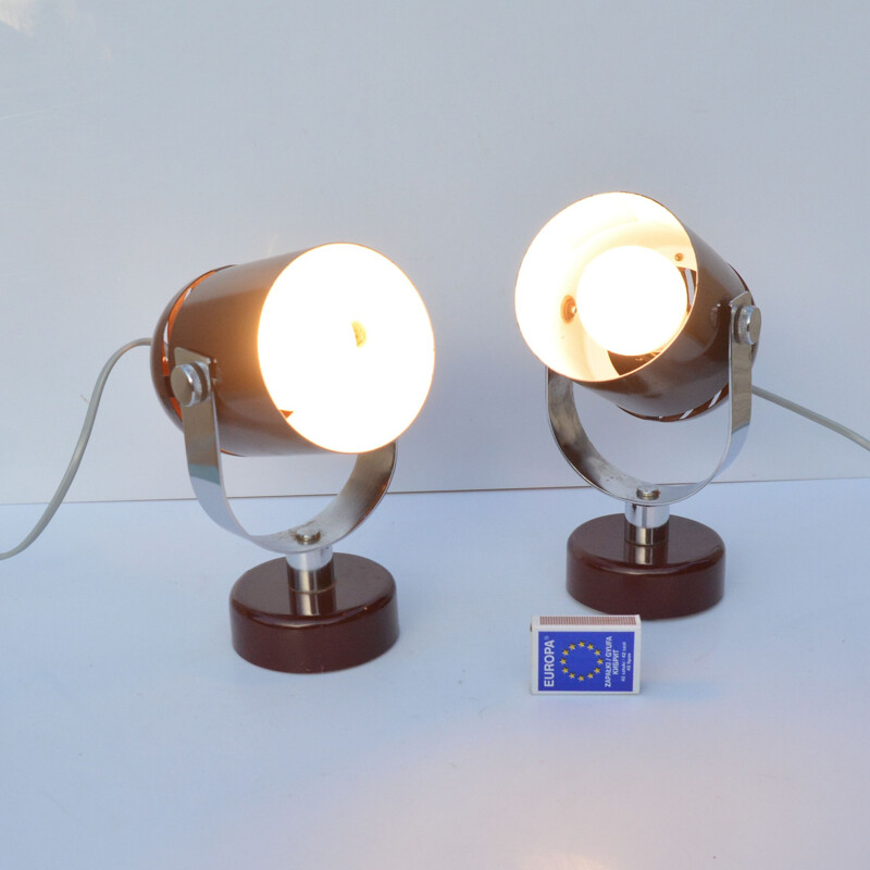 Paire de lampes vintage futuristes de S. Indra, Tchécoslovaquie 1970