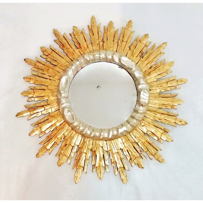 Vintage mirror Wooden sun 1960